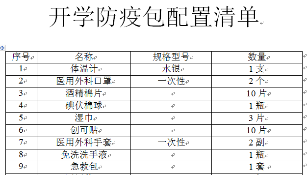 开学防疫包