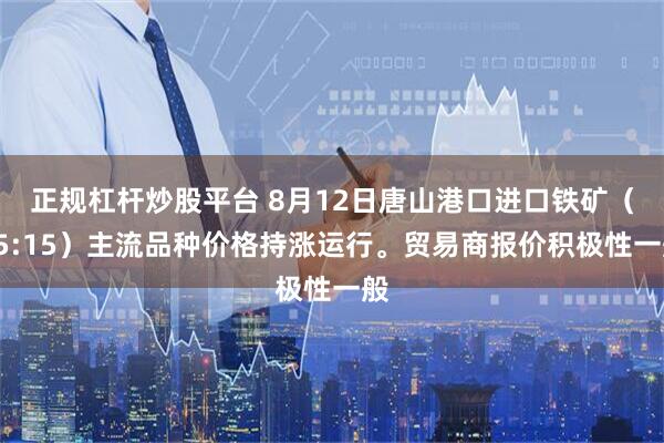 正规杠杆炒股平台 8月12日唐山港口进口铁矿（15:15）主流品种价格持涨运行。贸易商报价积极性一般